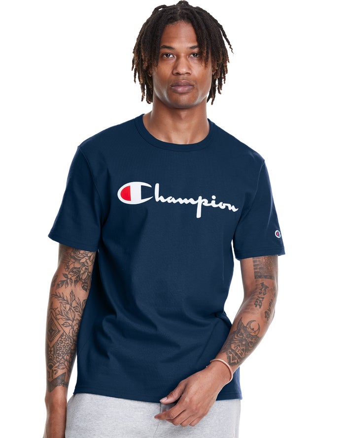 Camiseta Champion Hombre - Heritage Vintage Logo ( Azules ) 1038452-MT